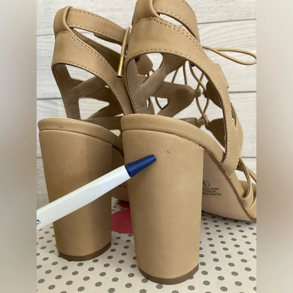 My Delicious Shoes | Mazie- H Lace Up Open Toe High Heels - Picture 10 of 11